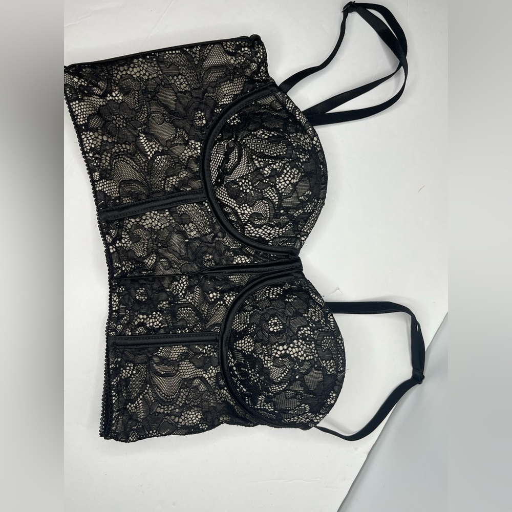 Say What? Black and Creme Cropped Corset Top